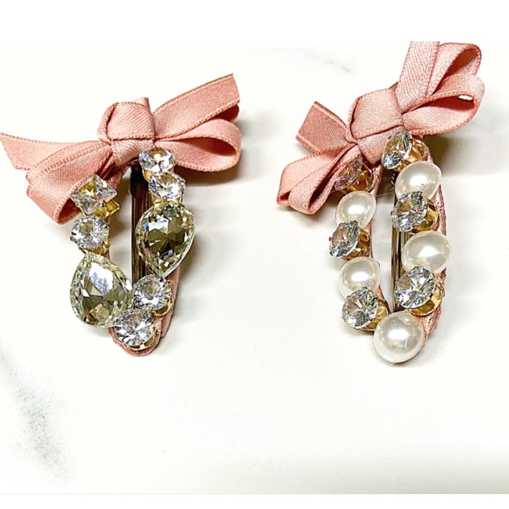 Just In🎉2pcs Handmade Ribbon Rhinestone Hairpins - Picture 3 of 6